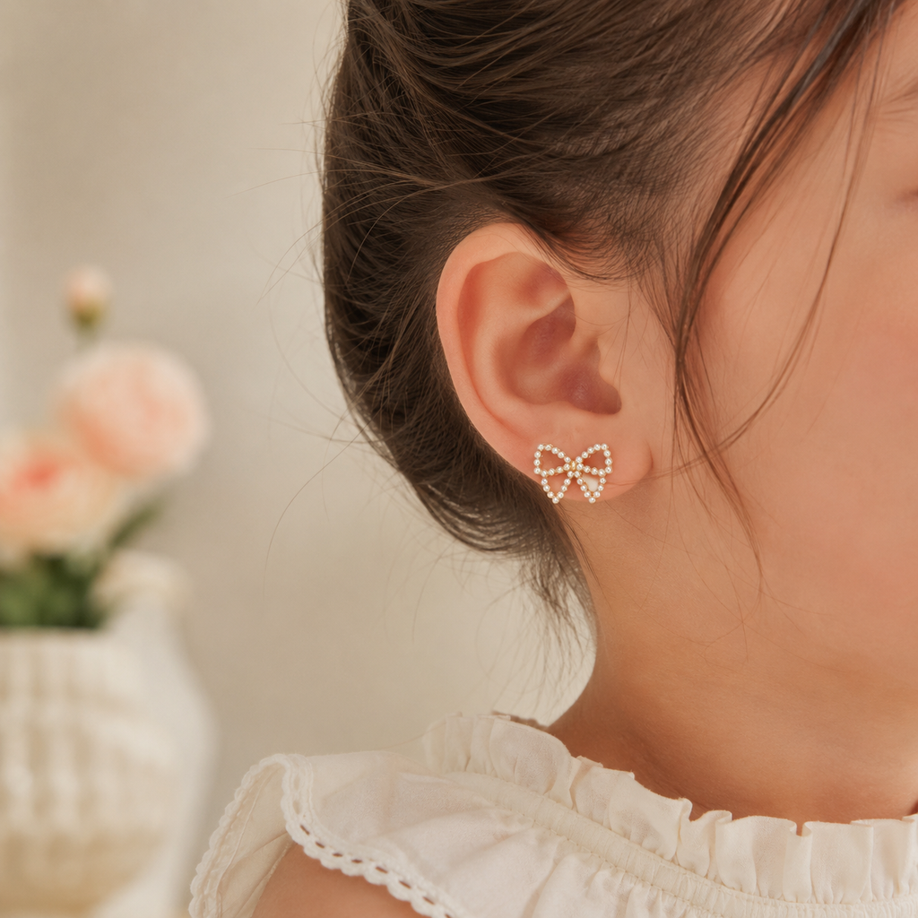 Pearl Bow Kids Studs