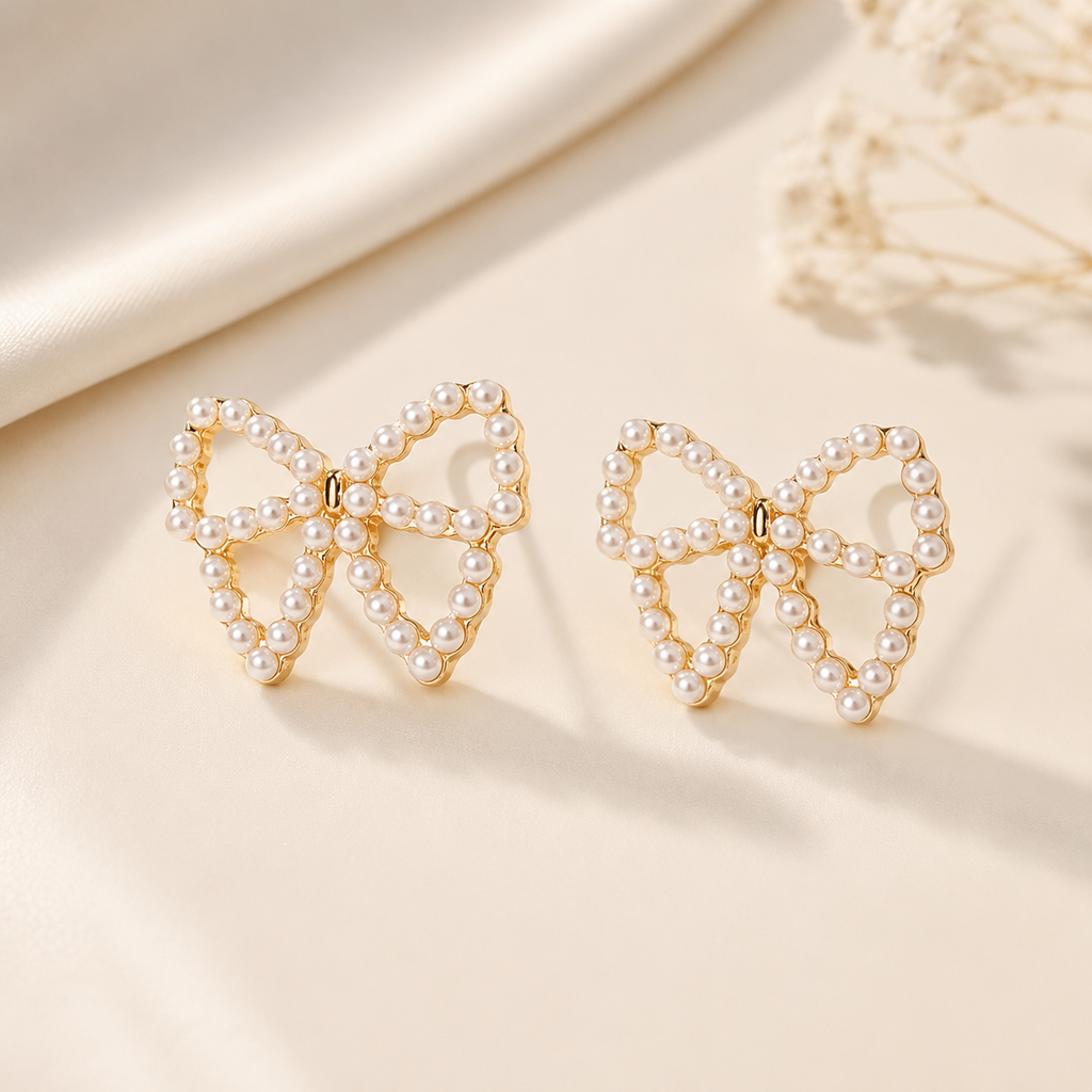 Pearl Bow Kids Studs