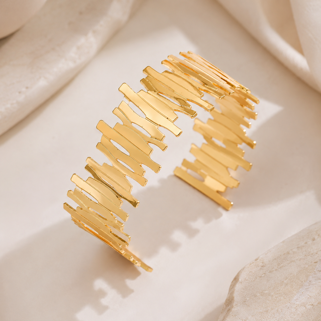Golden Mosaic Cuff Bracelet