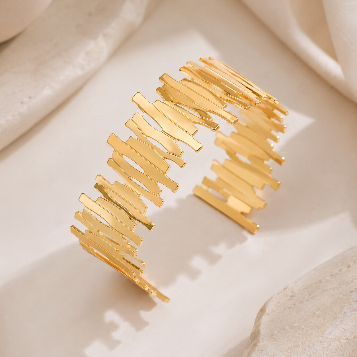 Golden Mosaic Cuff Bracelet