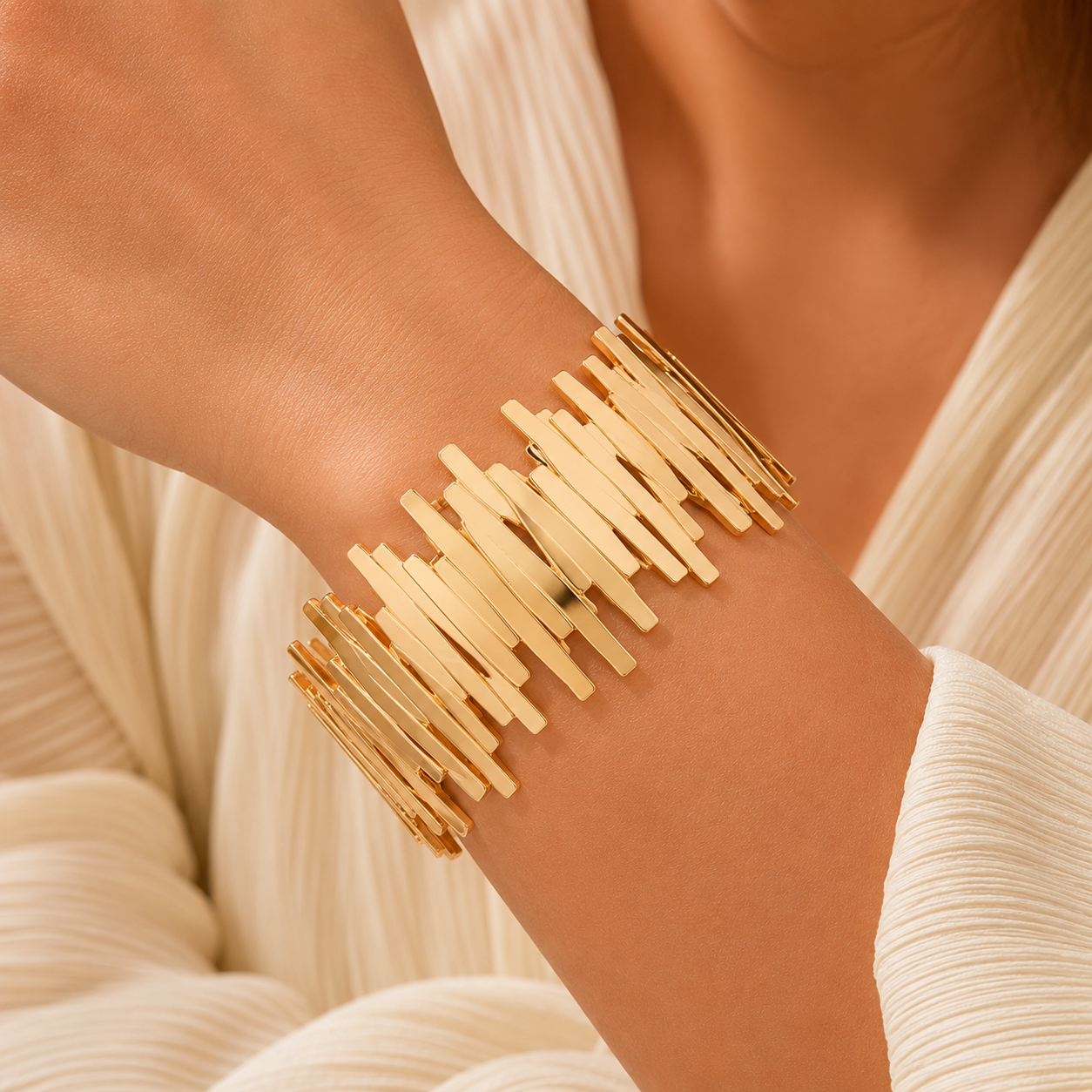 Golden Mosaic Cuff Bracelet
