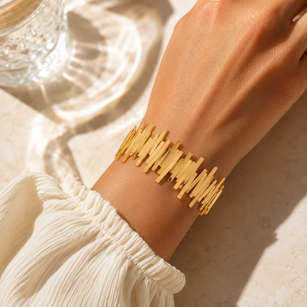 Golden Mosaic Cuff Bracelet