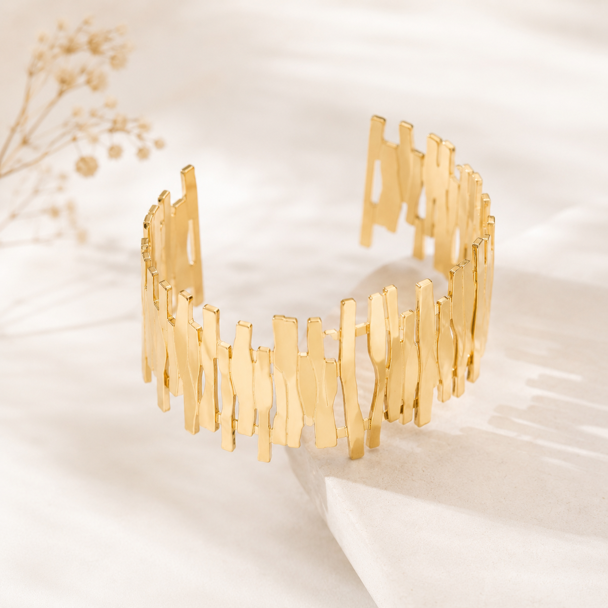 Golden Mosaic Cuff Bracelet