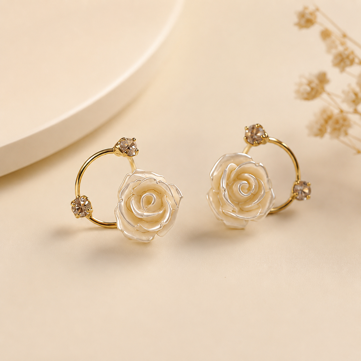 Ivory Rose Hoops