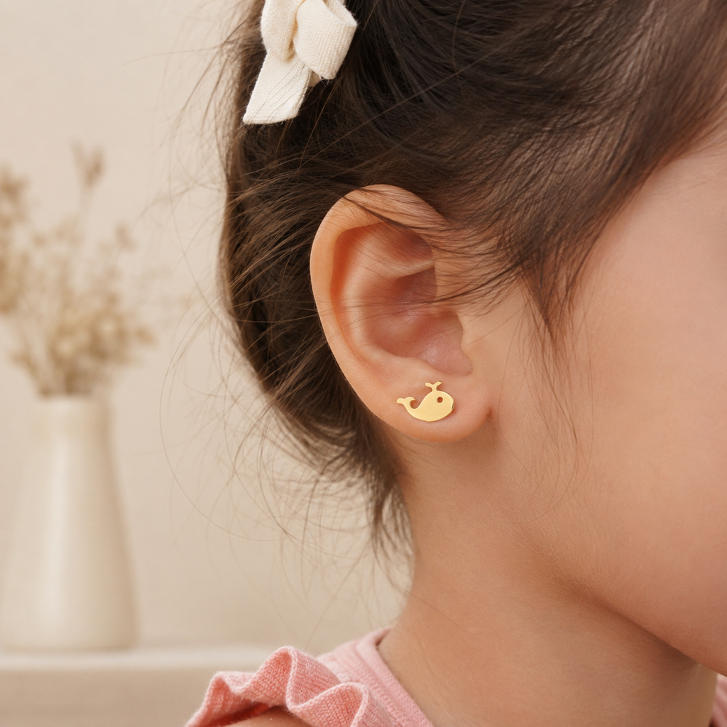Gold Whale Kids Studs