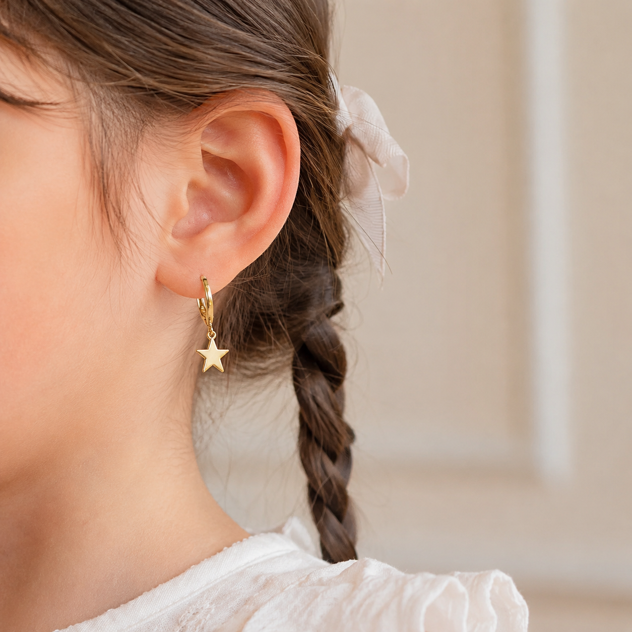 Golden Star Hoop Earrings