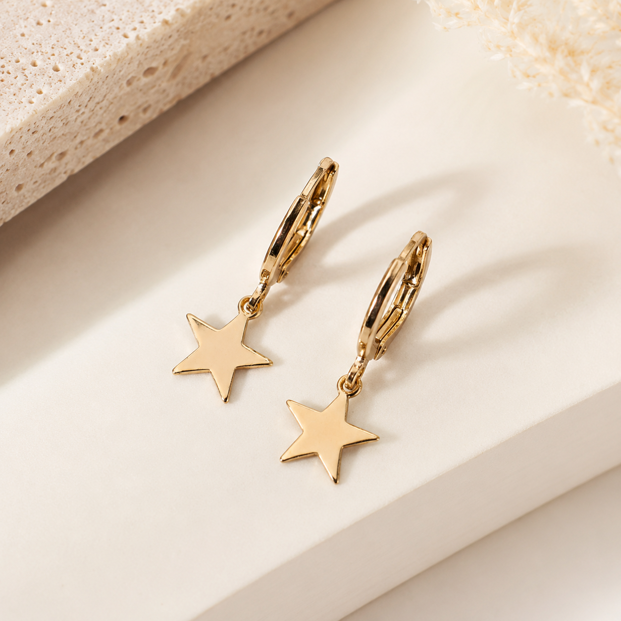 Golden Star Hoop Earrings
