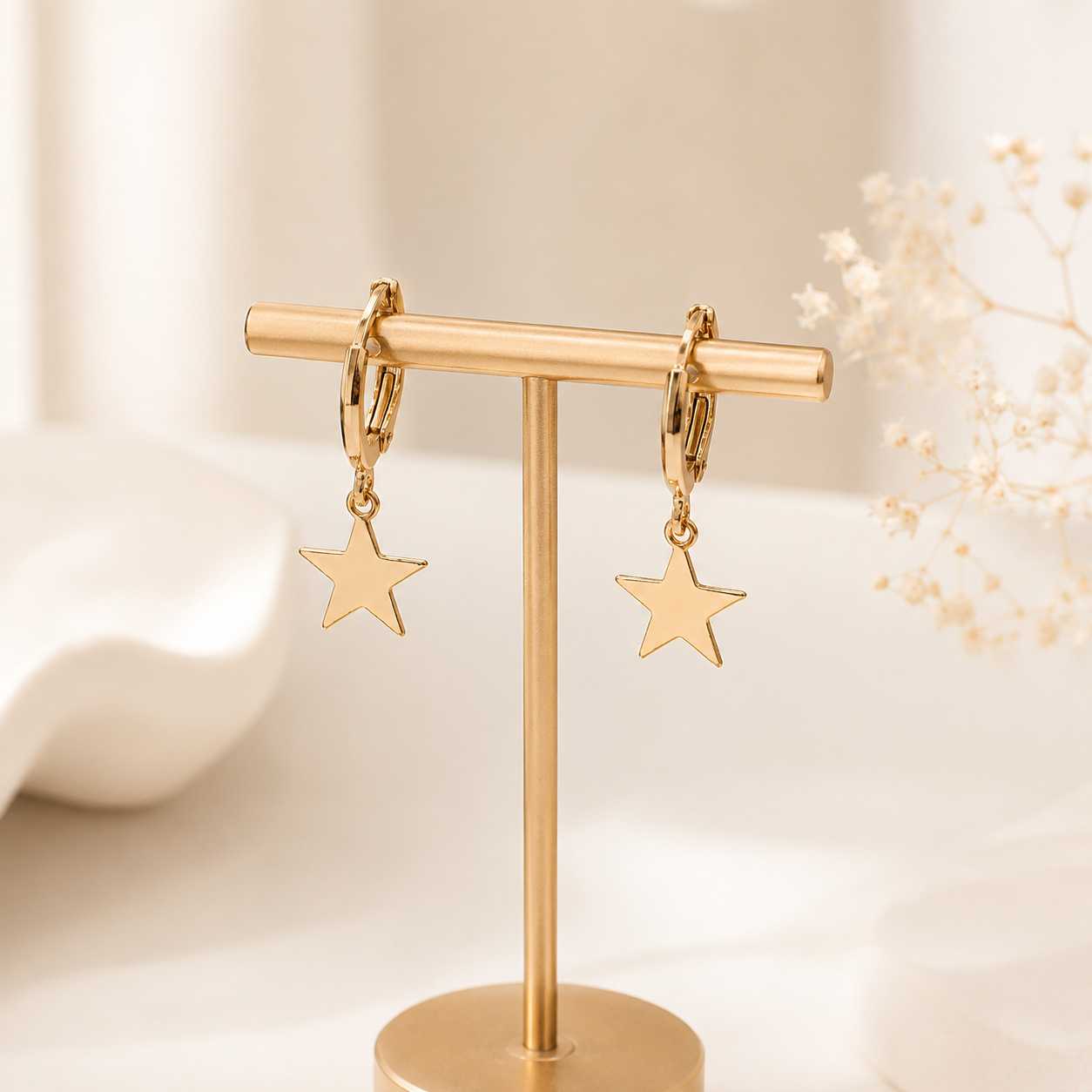 Golden Star Hoop Earrings