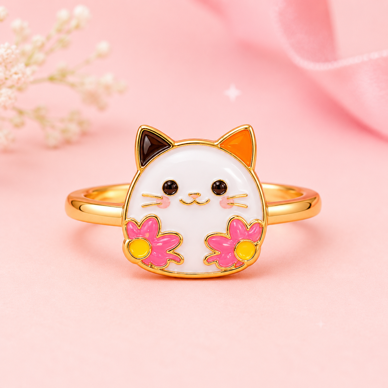Kitty Blossom Adjustable Ring