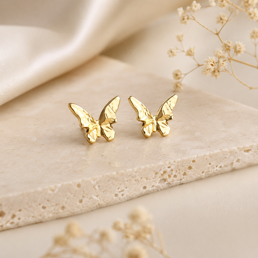 Golden Butterfly Studs