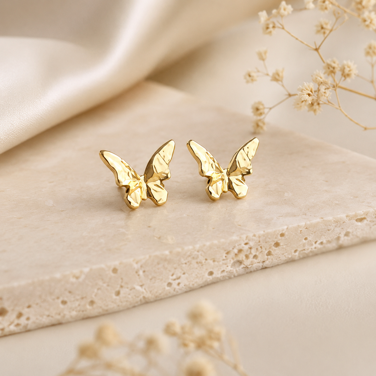 Golden Butterfly Studs