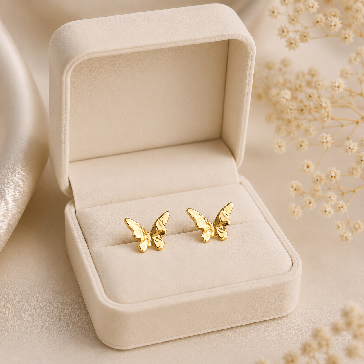 Golden Butterfly Studs