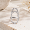 Crystal Halo SIlver Nail Ring
