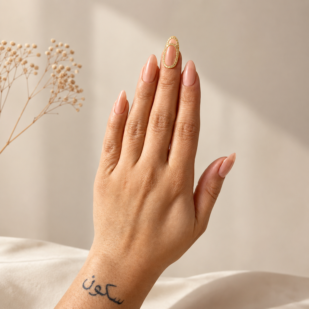 Crystal Halo Golden Nail Ring