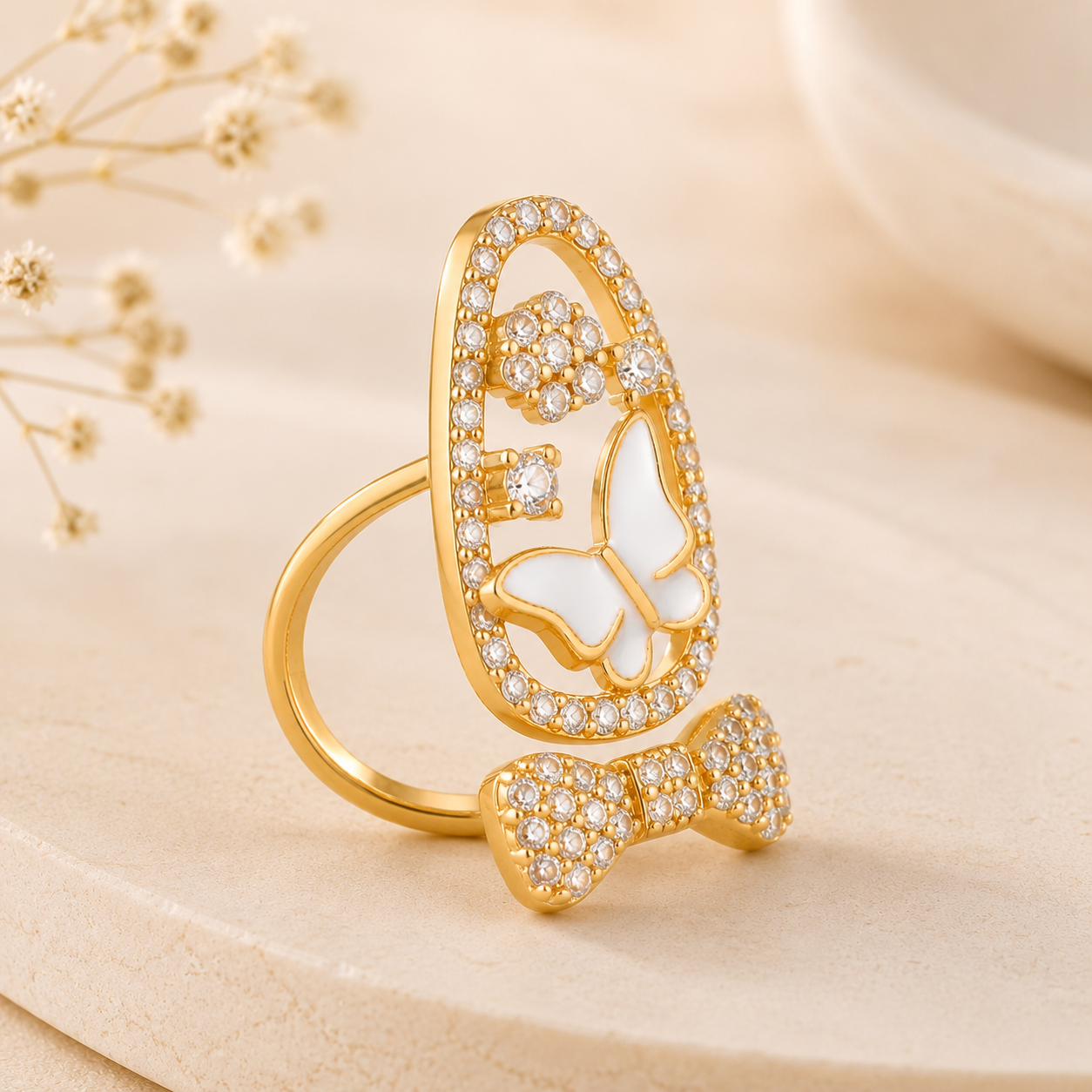 Butterfly Bow Nail Ring