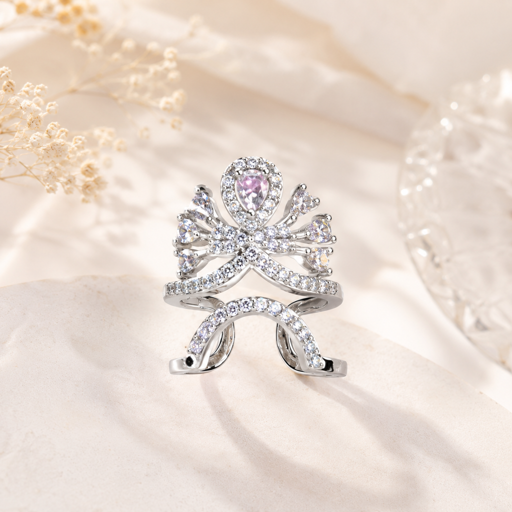 Crystal Tiara Nail Ring