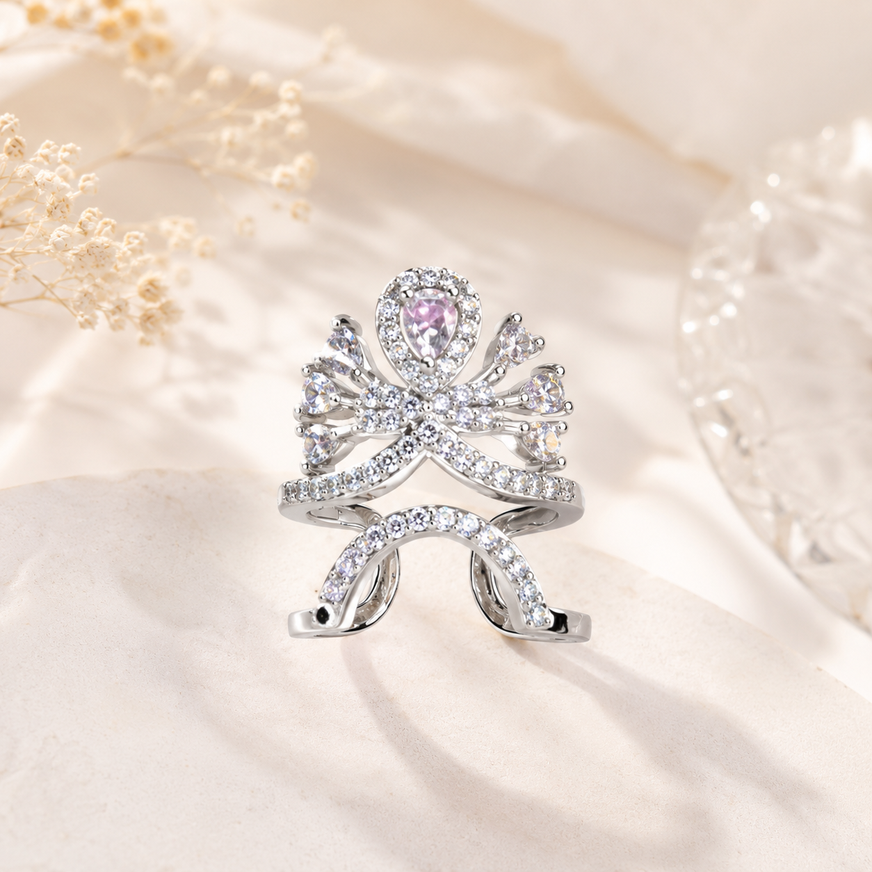 Crystal Tiara Nail Ring