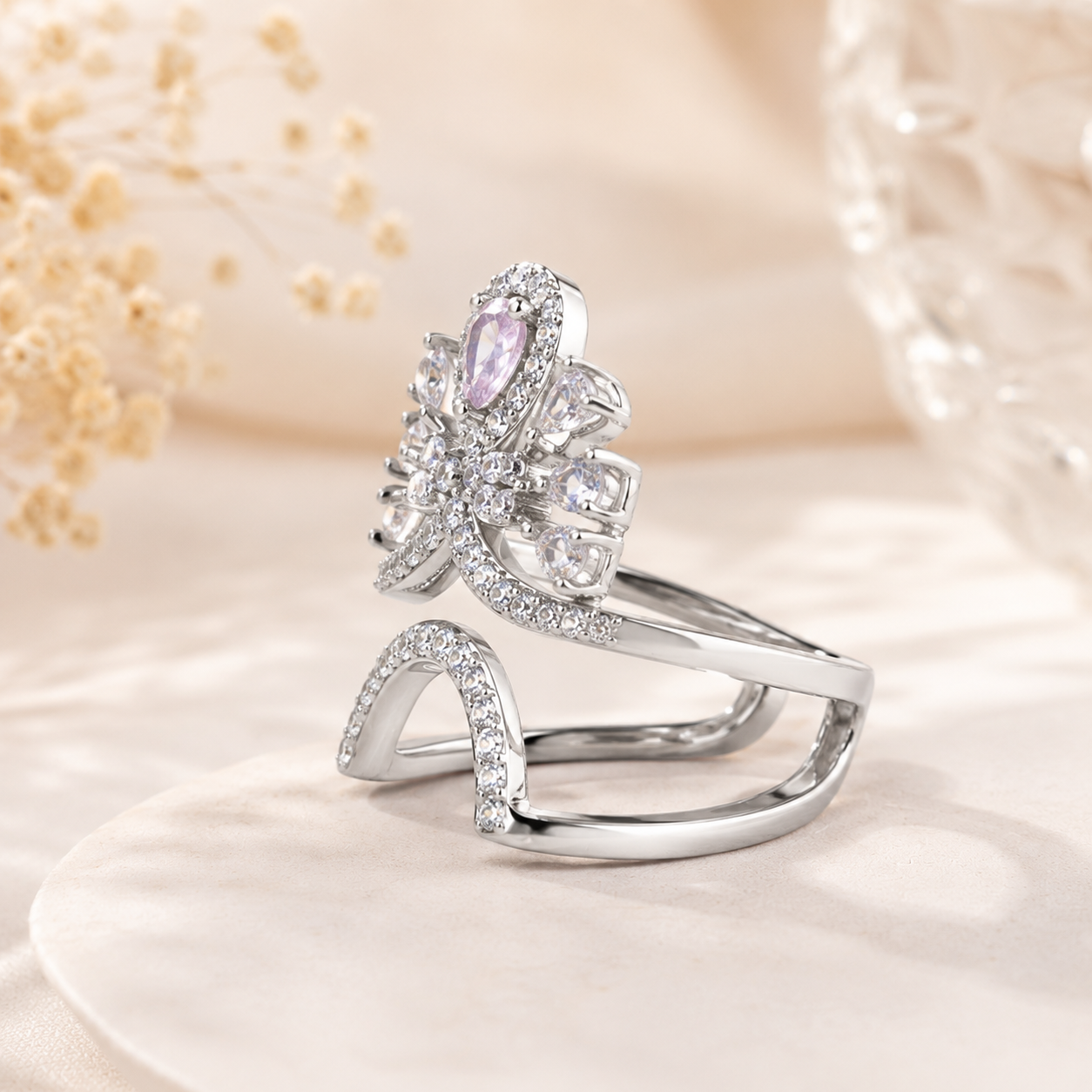 Crystal Tiara Nail Ring