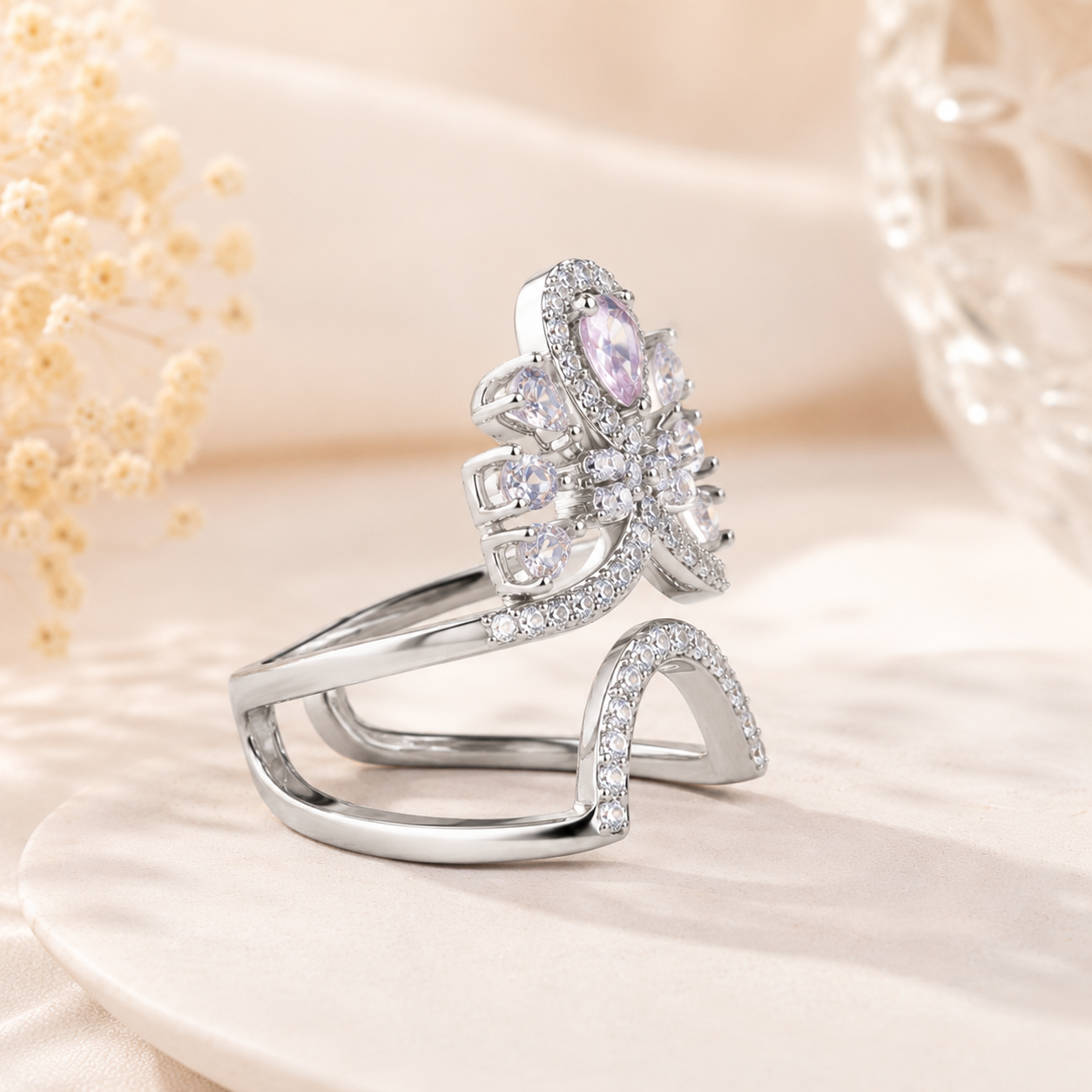 Crystal Tiara Nail Ring