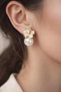Vintage Bloom Pearl Stud Earrings