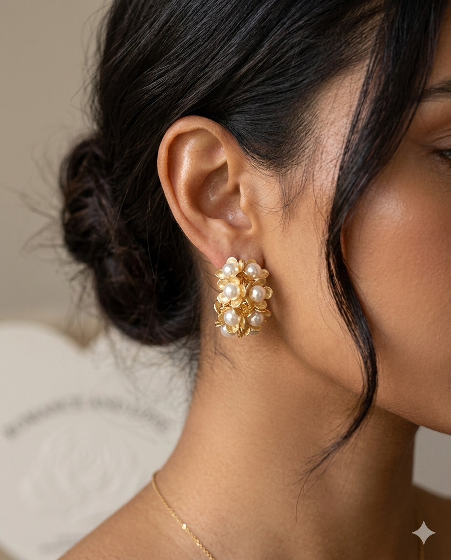 Pearl Bloom Hoops