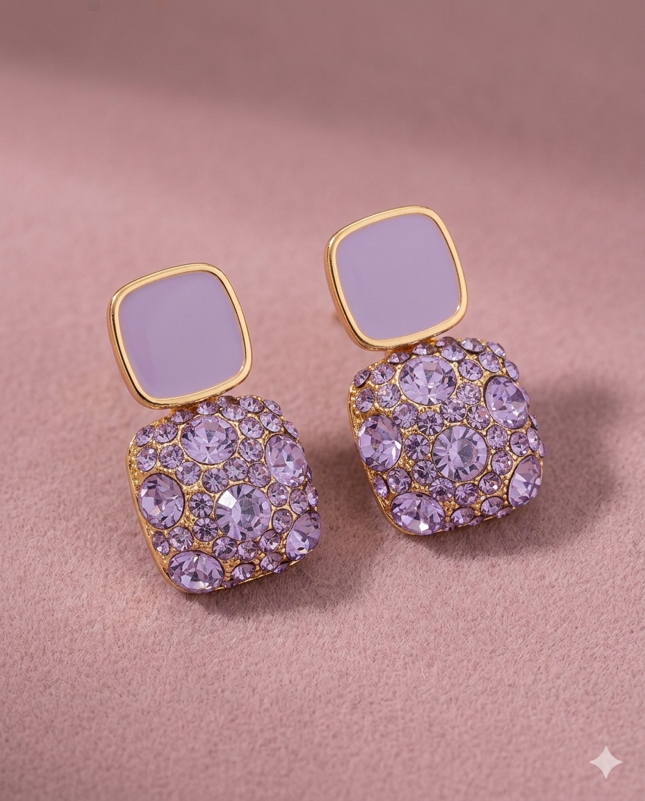 Lilac Bling Drop Earrings