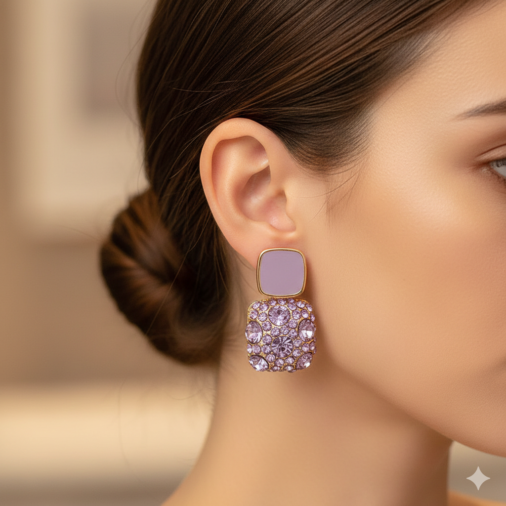Lilac Bling Drop Earrings