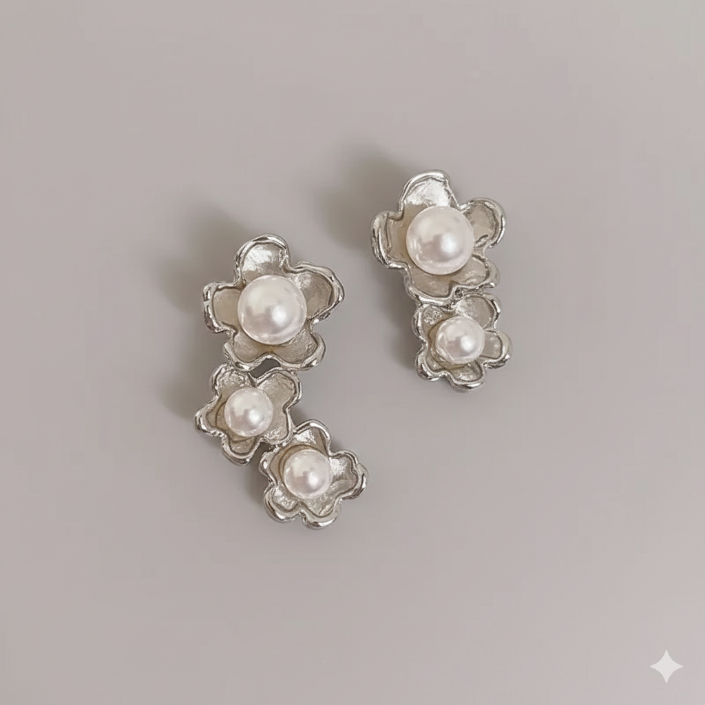 Mismatch Pearl Bloom Earrings