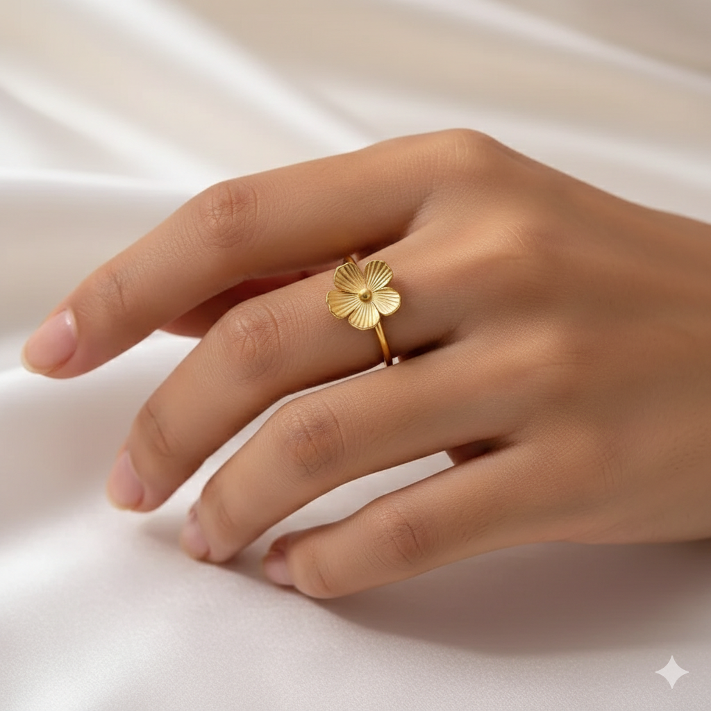 Golden Daisy Flower Ring
