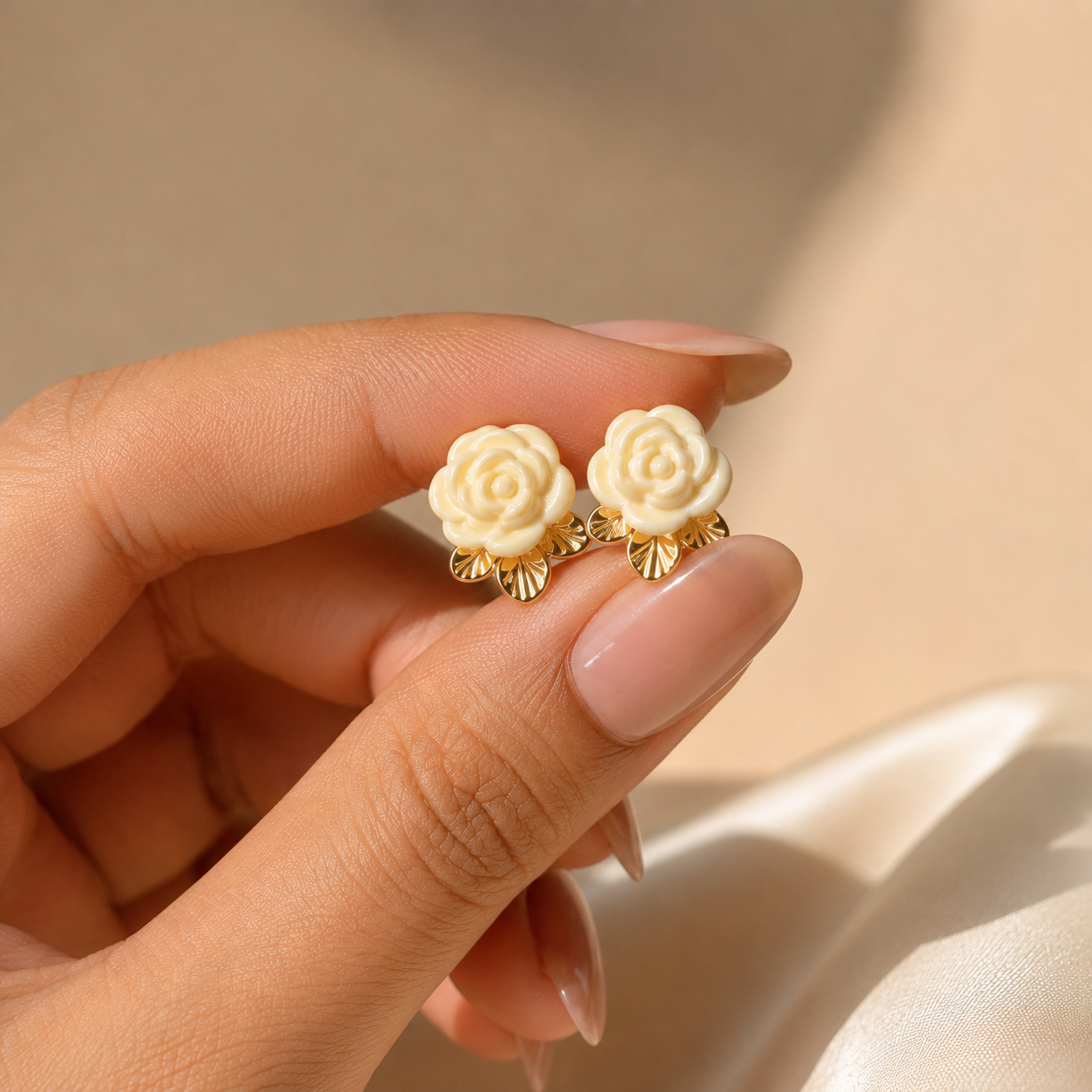 Ivory Rose Stud Earrings