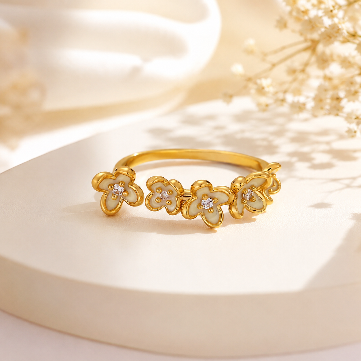 Golden Floral Cluster Ring