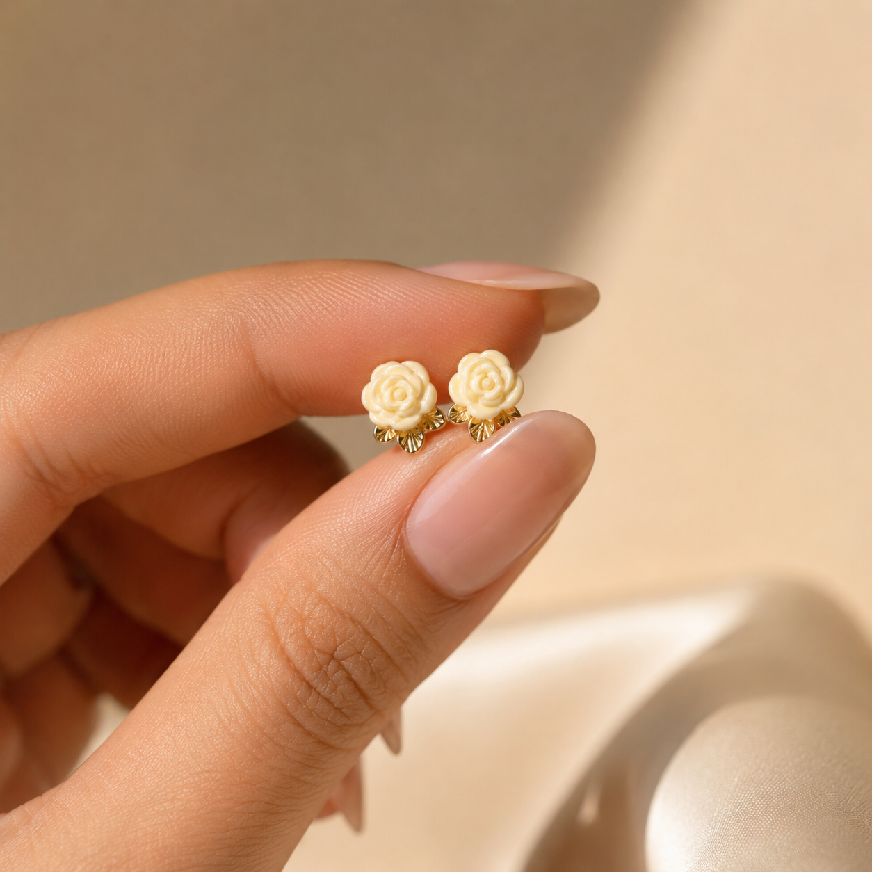 Ivory Rose Stud Earrings