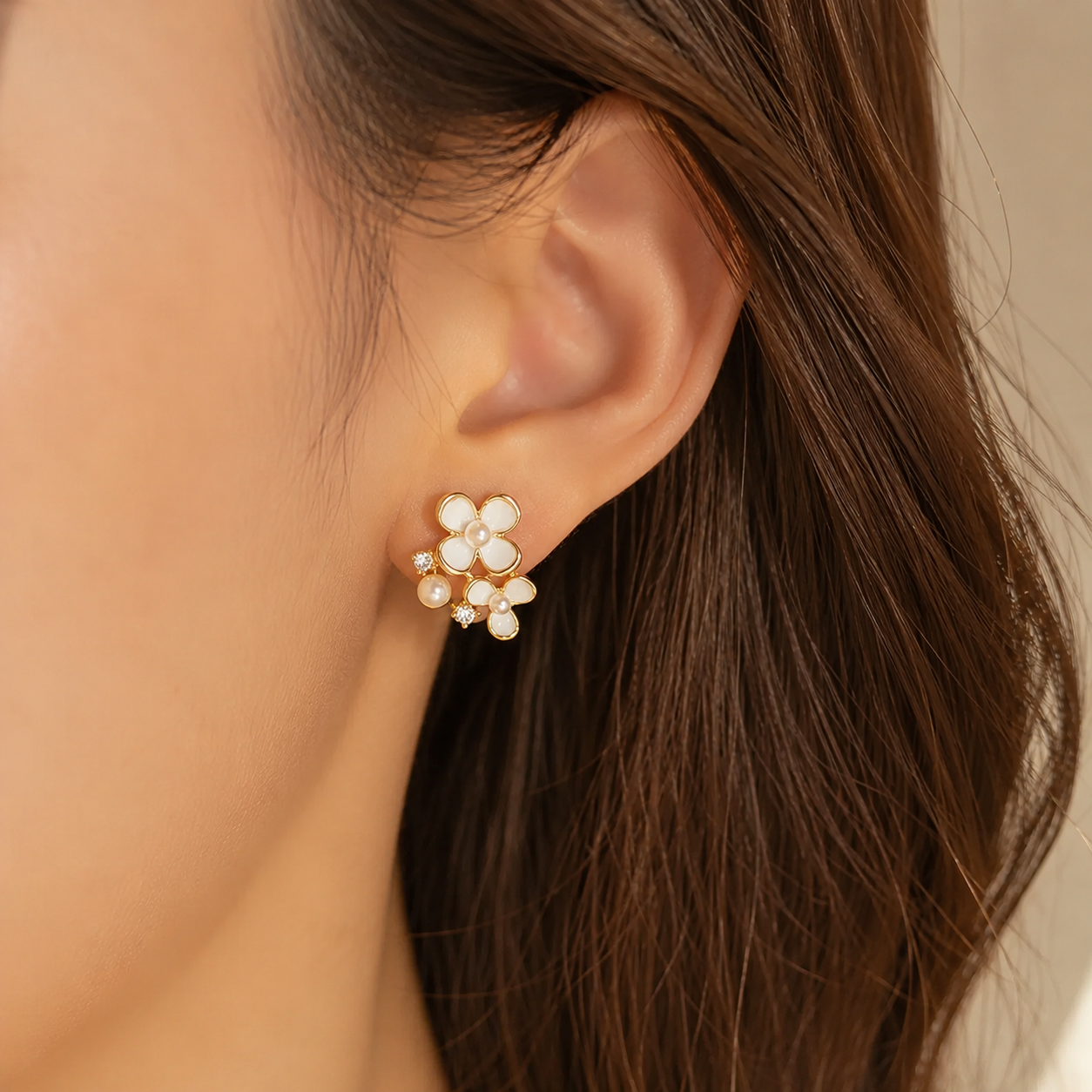Pearl Floral Stud Earrings