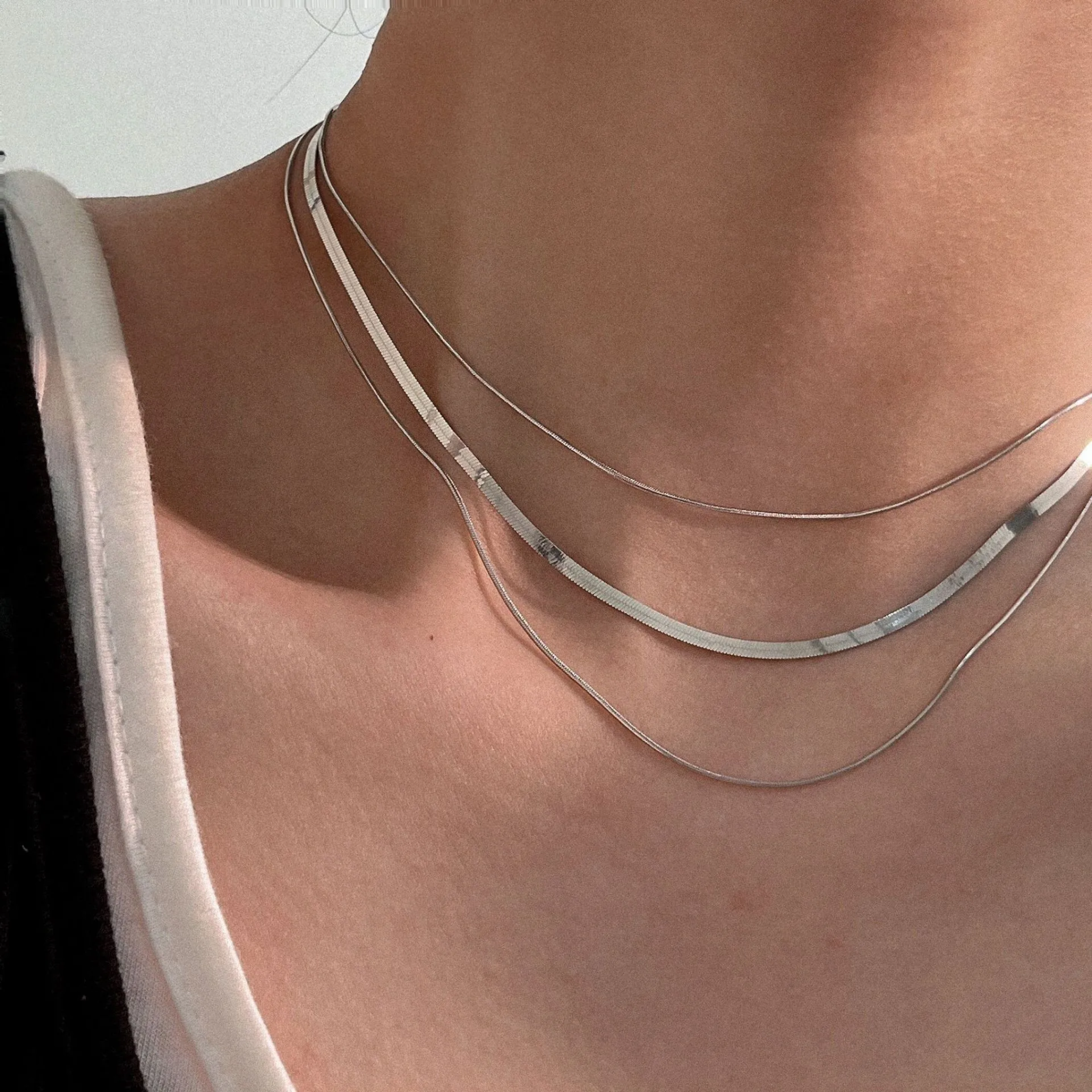 Silver Glow Triple Layer Necklace