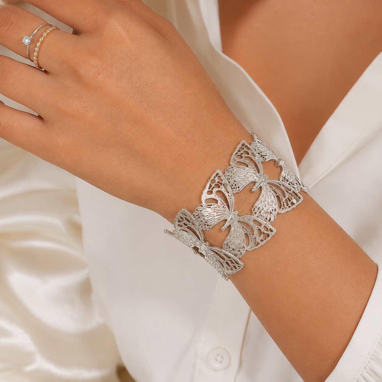 Silver Butterfly Cuff Bracelet