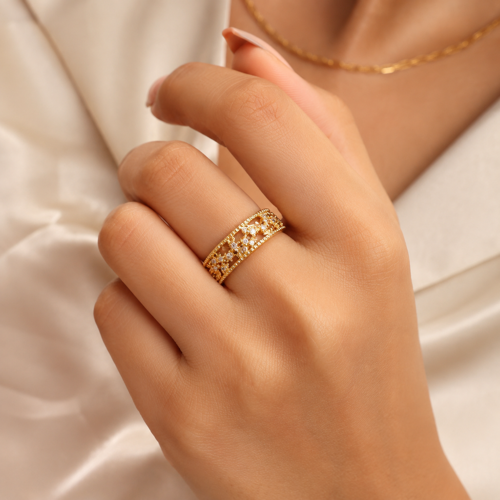 Golden Floral Vine Ring