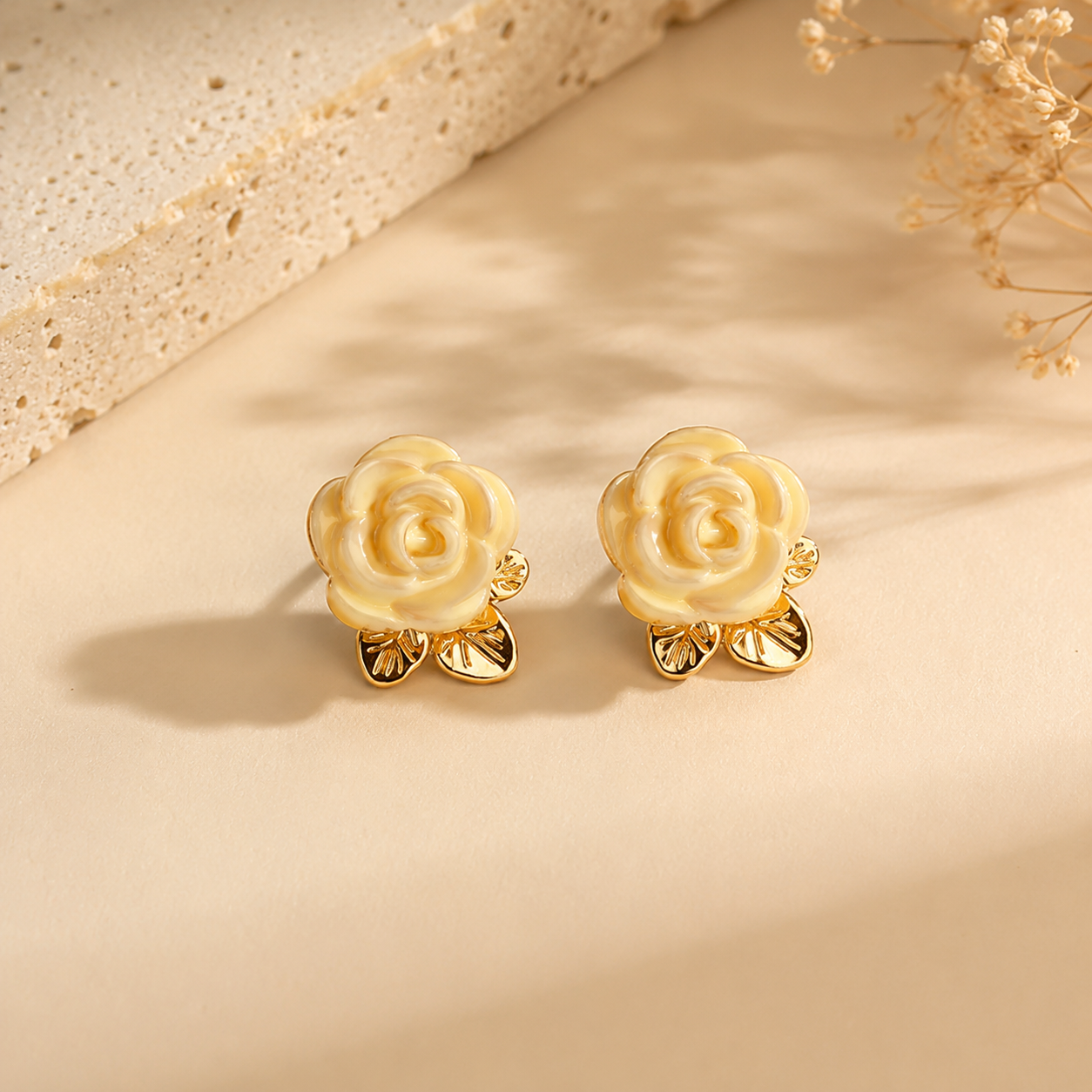 Ivory Rose Stud Earrings