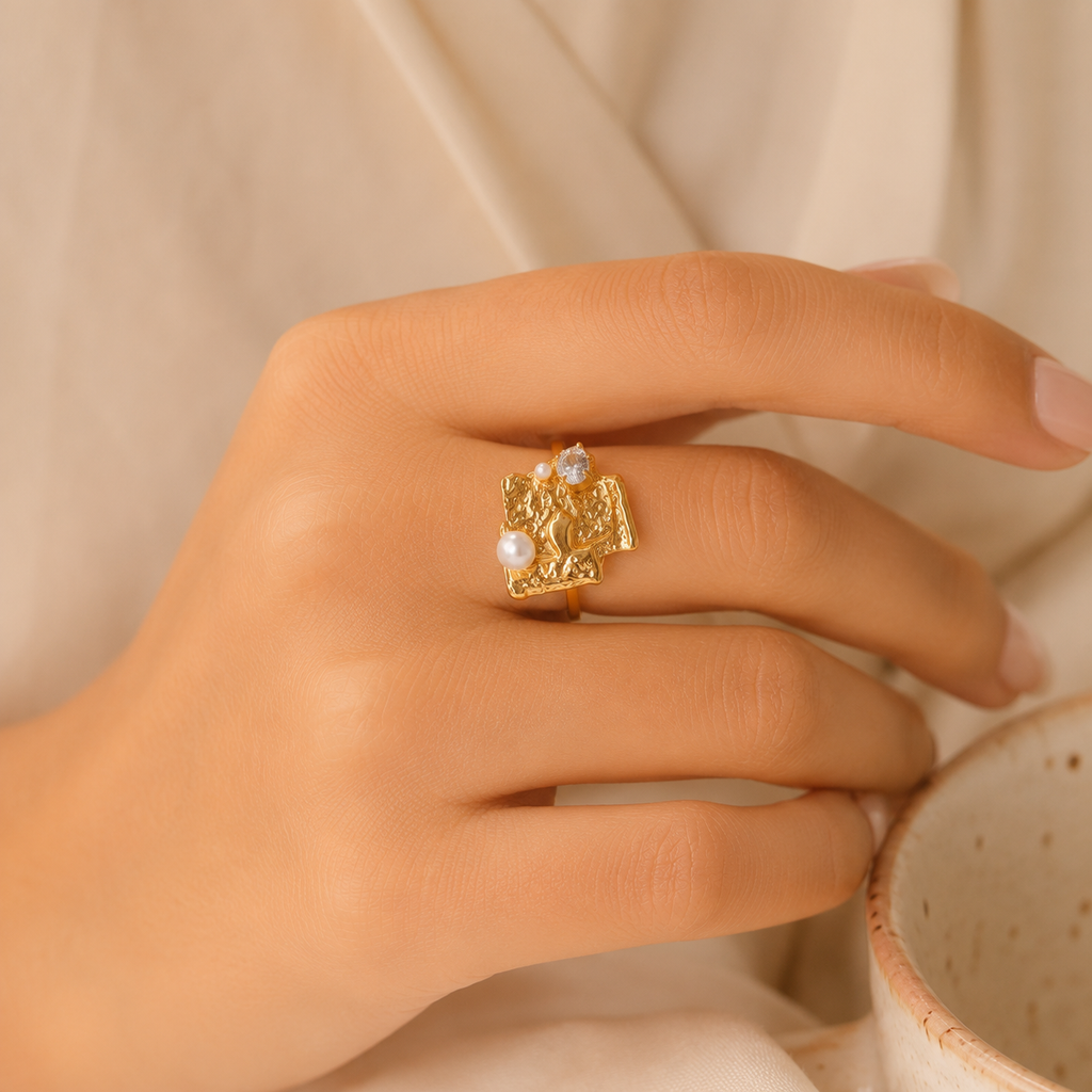 Golden Celestial Pearl Ring