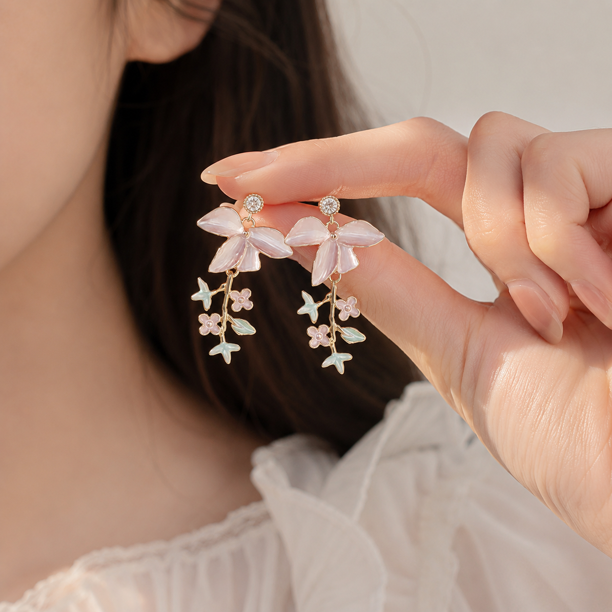 Blush Blossom Drop Earrings