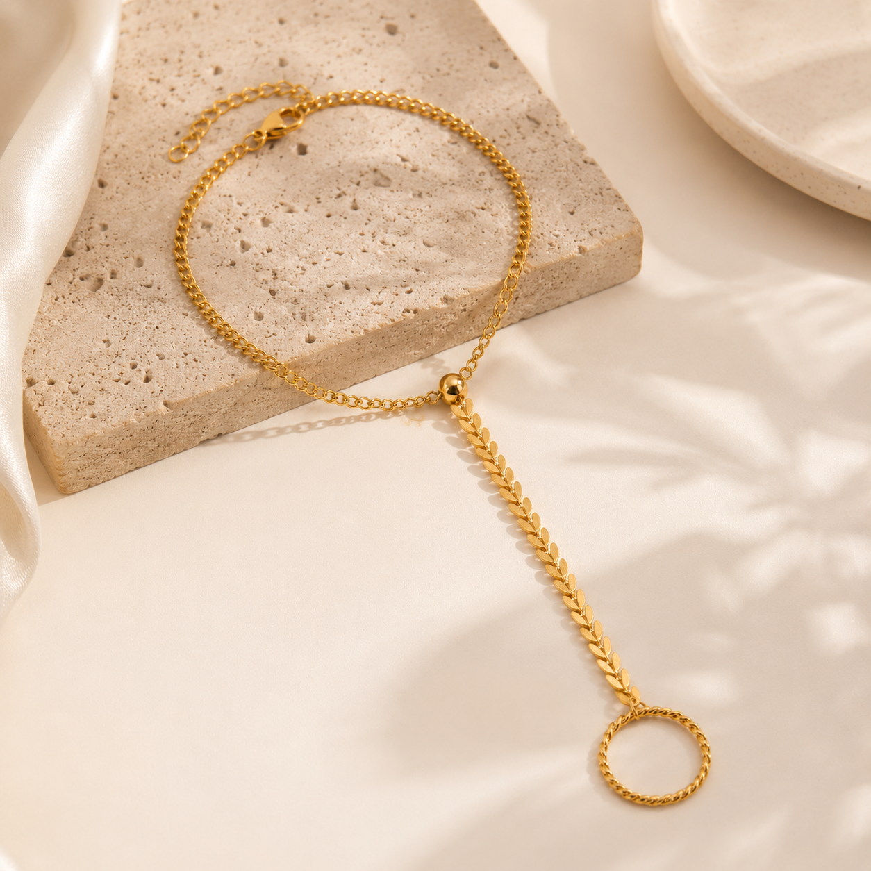 Golden Leaf Hand Chain