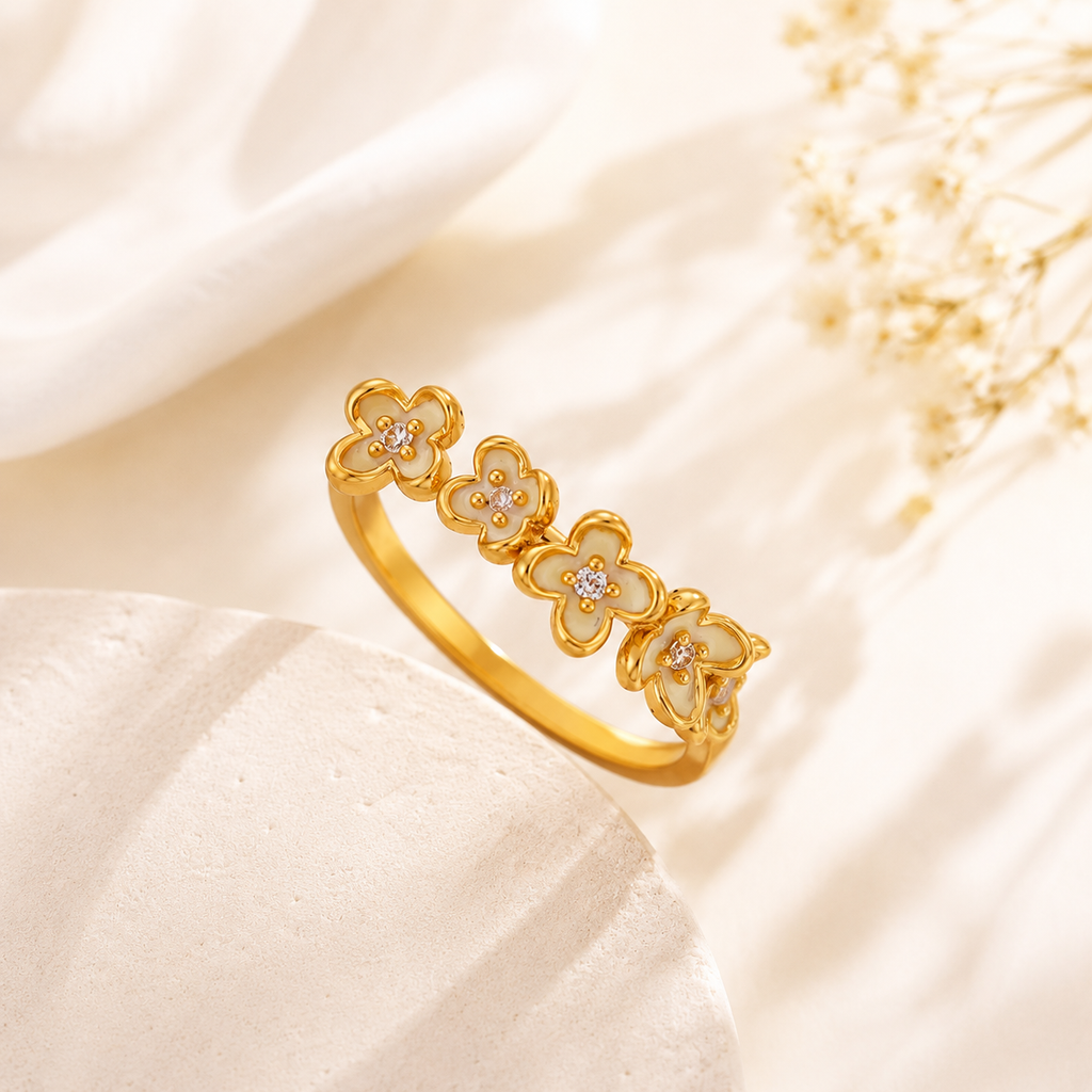 Golden Floral Cluster Ring
