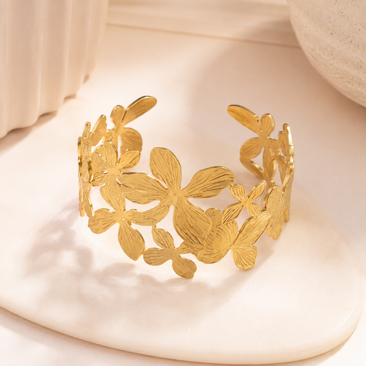 Golden Flora Vine Cuff Bracelet