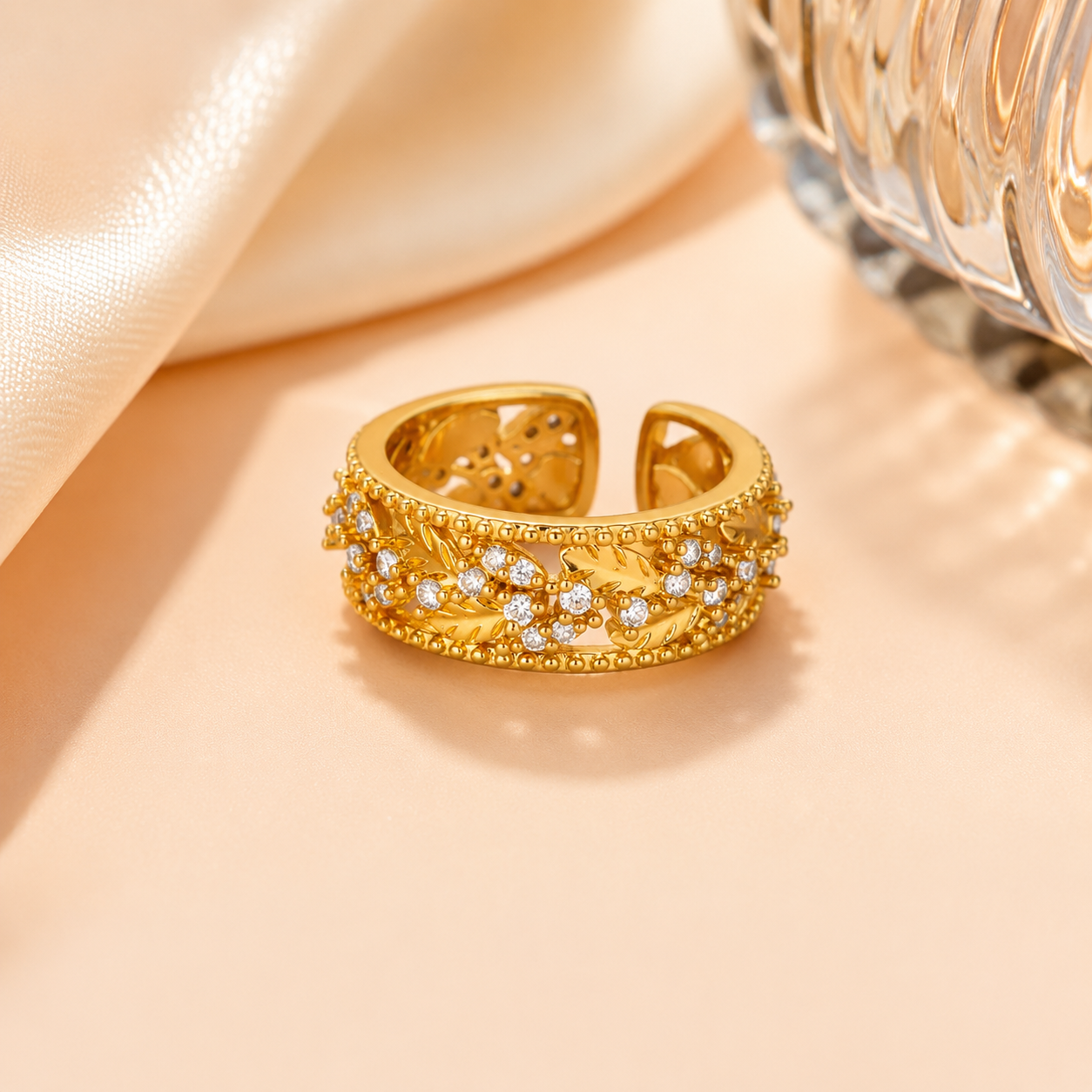 Golden Floral Vine Ring