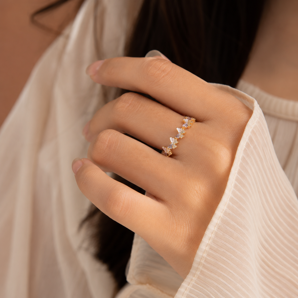 Golden Butterfly Bloom Ring