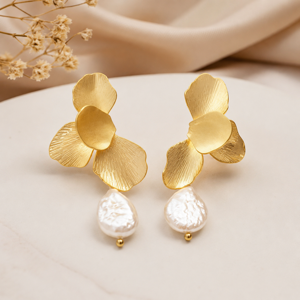 Convertible Pearl Flower Earrings