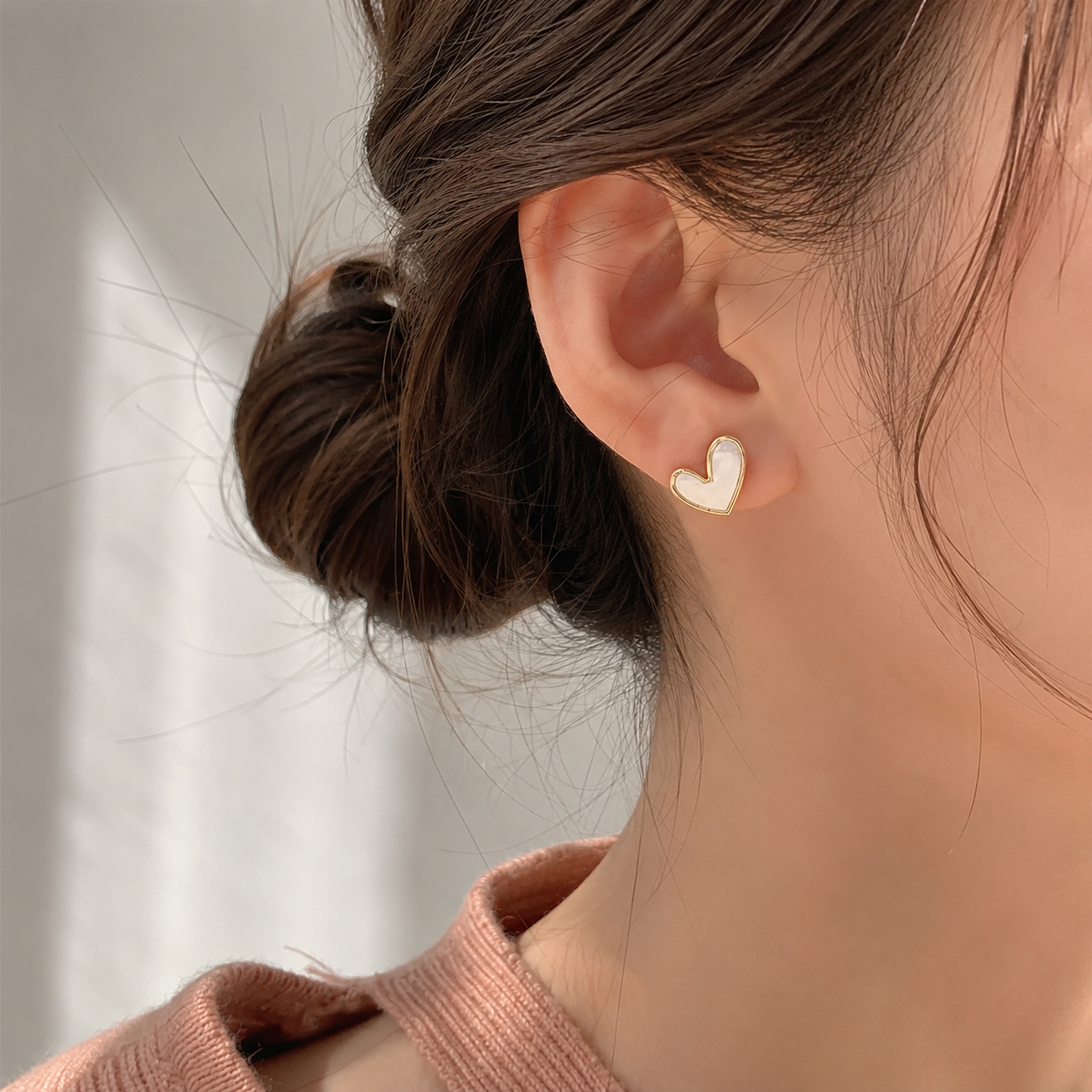 Pearl Heart Stud Earrings