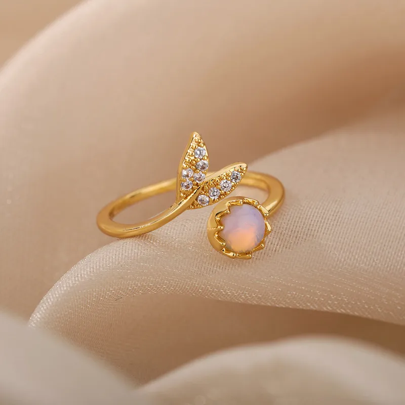Opal Mermaid Tail Gold Ring