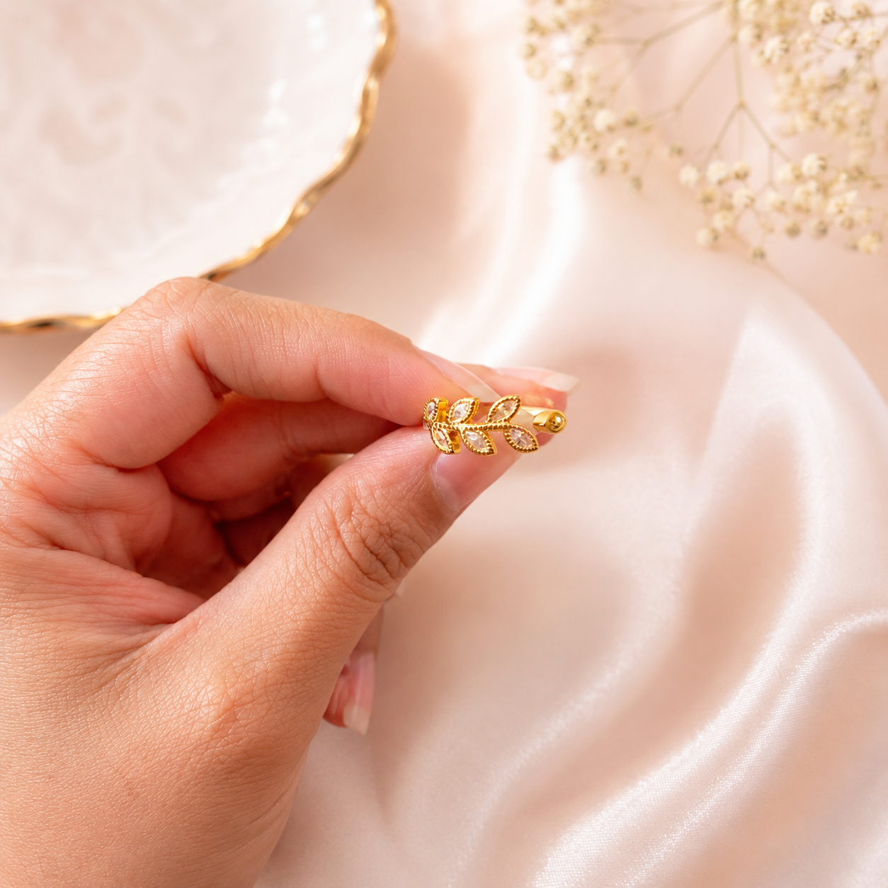 Golden Crystal Vine Ring