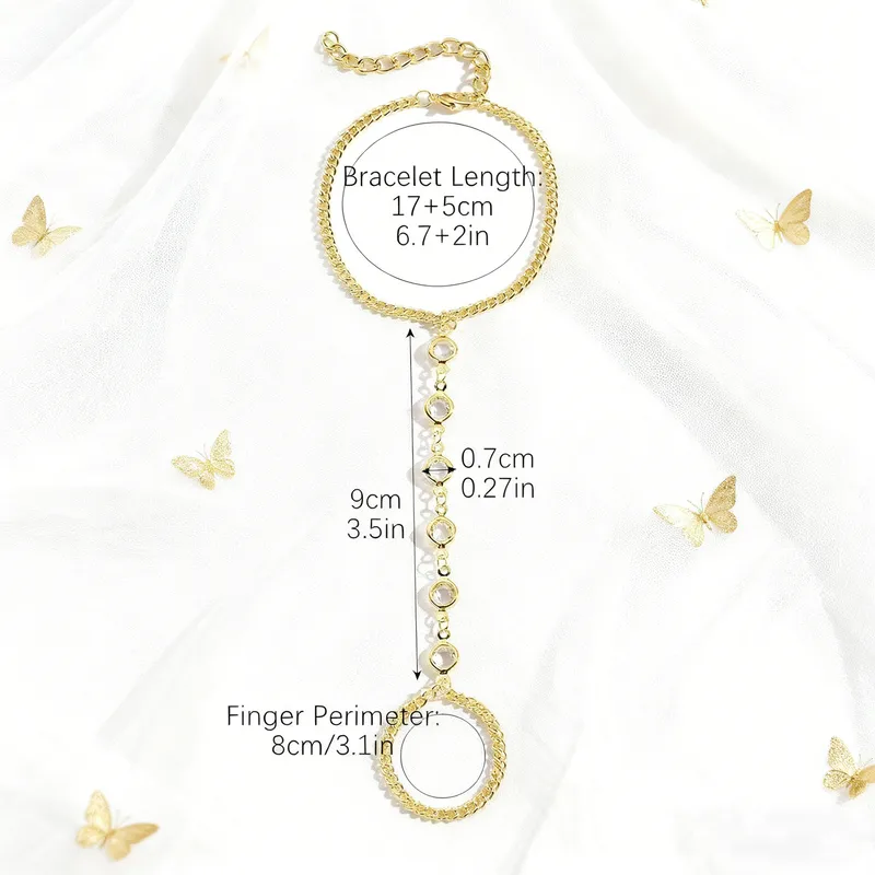 Golden Crystal Hand Chain Bracelet
